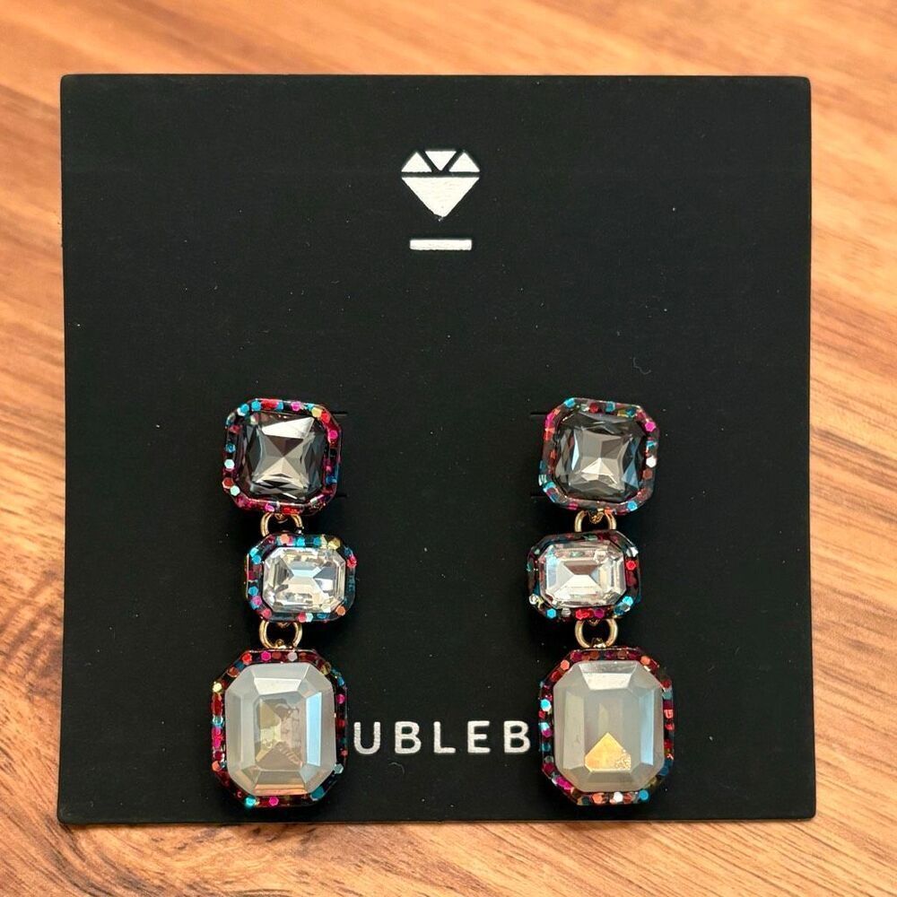 BaubleBar | Glitter Triple Drop Earrings | 1 1/2” Length